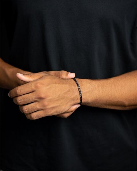 5 mm Figaro-Edelstahlkette mit schwarzem Finish - Fortis Black